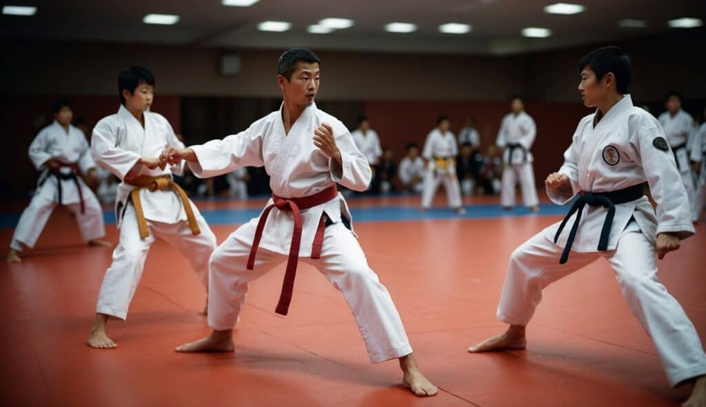 Traditional Karate vs. Sport Karate competition, showcasing different techniques and rules in action